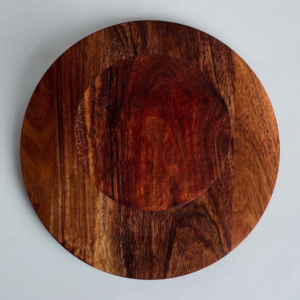 Saaga Round Birch Wooden Cake Stand - 9X5.5 Inch - Pizza Stand, Dessert Platter, Stand For Dining Table - Brown
